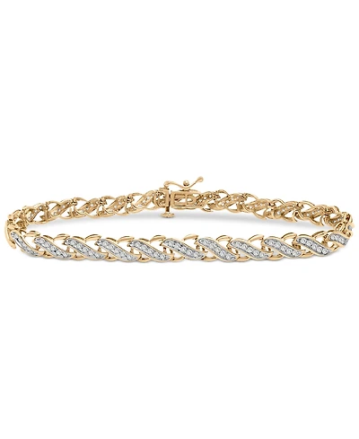 Wrapped in Love Diamond Diagonal Link Bracelet (1 ct. t.w.) in 10k Gold, Created for Macy's
