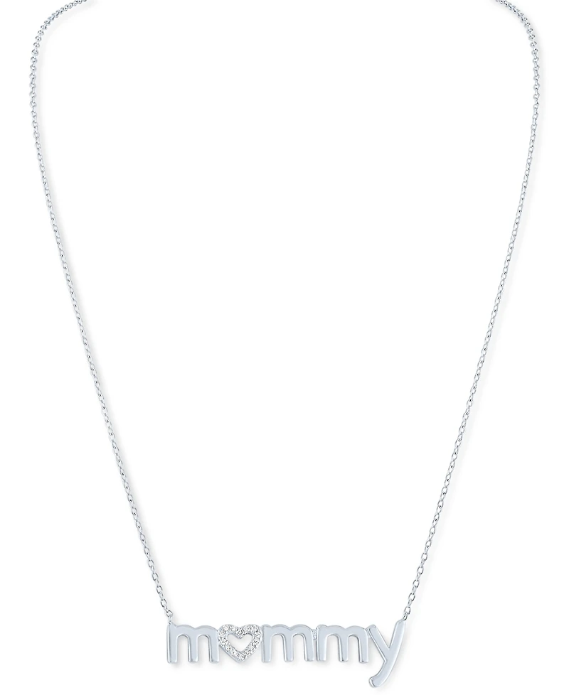 Diamond Mommy 18" Pendant Necklace (1/10 ct. t.w.) in Sterling Silver