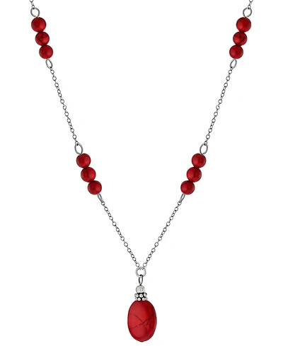 Giani Bernini Rose Quartz Bead 18" Pendant Necklace (5 ct. t.w.) Sterling Silver (Also Turquoise, Sodolite, Amethyst & Red Jasper), Created for