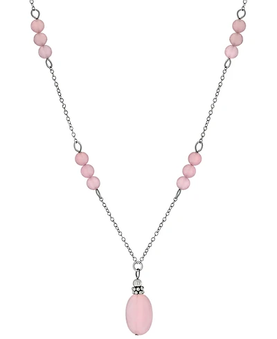 Giani Bernini Rose Quartz Bead 18" Pendant Necklace (5 ct. t.w.) Sterling Silver (Also Turquoise, Sodolite, Amethyst & Red Jasper), Created for