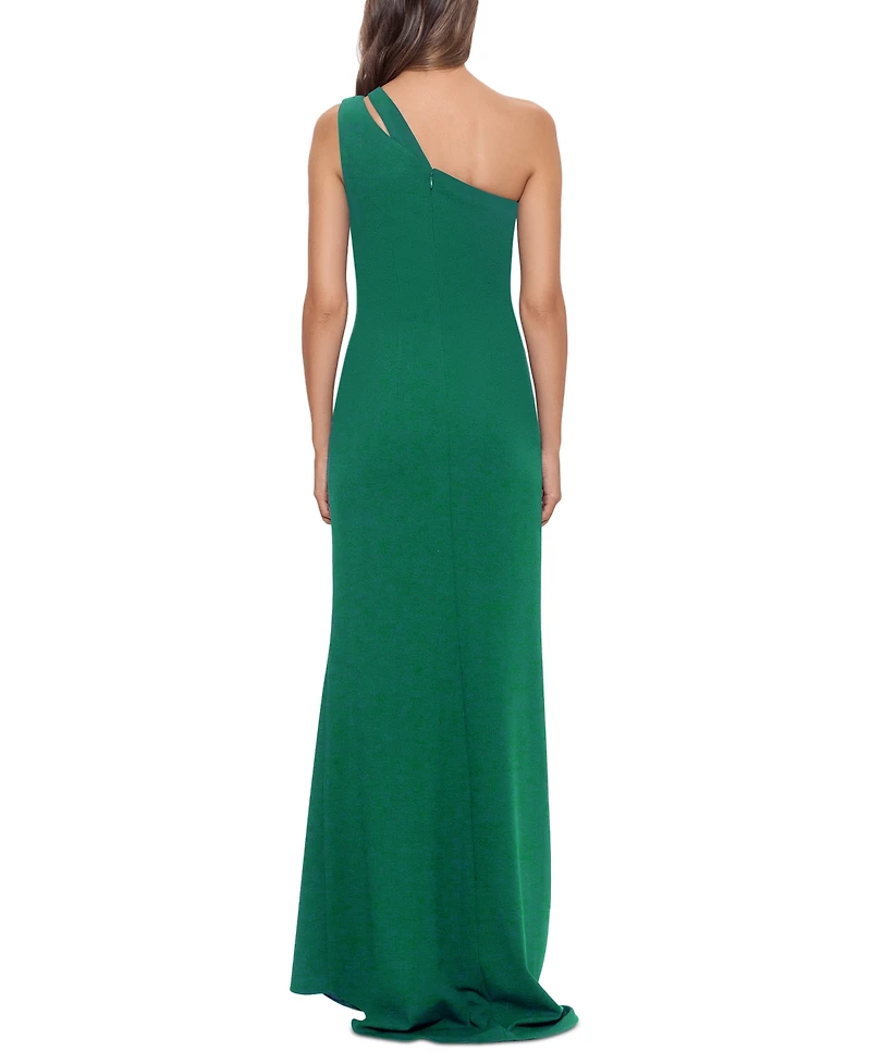 Betsy & Adam One-Shoulder Cutout Gown