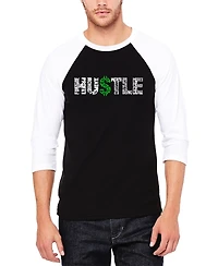 Men's Raglan Baseball Word Art Hustle T-shirt