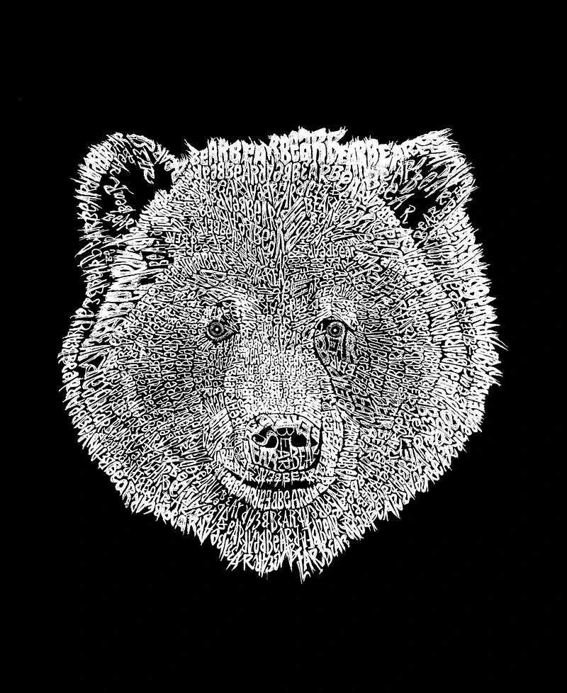 Men's Word Art Long Sleeve Bear Face T-shirt