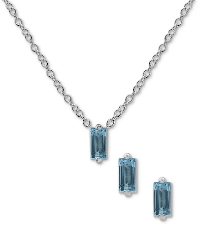 2-Pc. Set Amethyst Baguette Pendant Necklace & Matching Stud Earrings (5/8 ct. t.w.) in Sterling Silver (Also in Mystic Topaz & Blue Topaz)