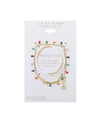 Unwritten 14K Gold Flash Plated Enamel Evil Eye Charm Bracelet