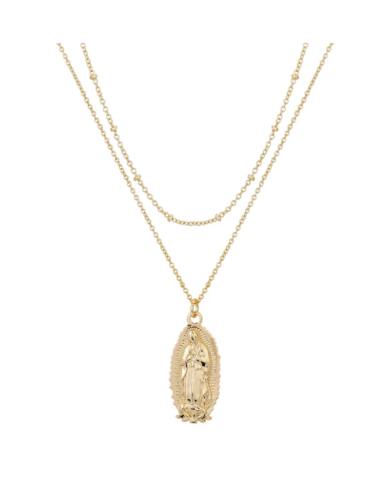Unwritten 14K Gold Flash Plated Virgin Mary Layered Pendant Necklace
