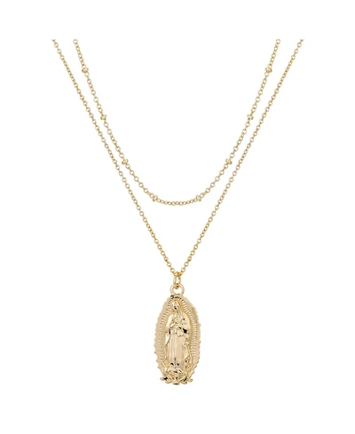 Unwritten 14K Gold Flash Plated Virgin Mary Layered Pendant Necklace