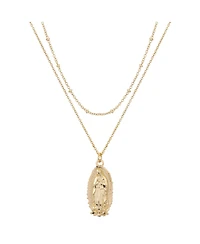Unwritten 14K Gold Flash Plated Virgin Mary Layered Pendant Necklace