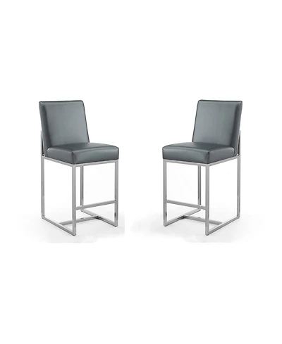 Manhattan Comfort Element 2-Piece Leatherette Upholstered Counter Stool Set