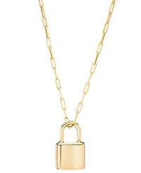 Padlock Paperclip 18" Pendant Necklace in 10k Gold