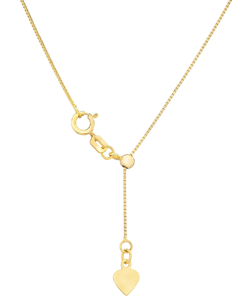 14k Gold Necklace Adjustable 16-20" Box Chain (5/8mm) (Also White and Rose Gold)