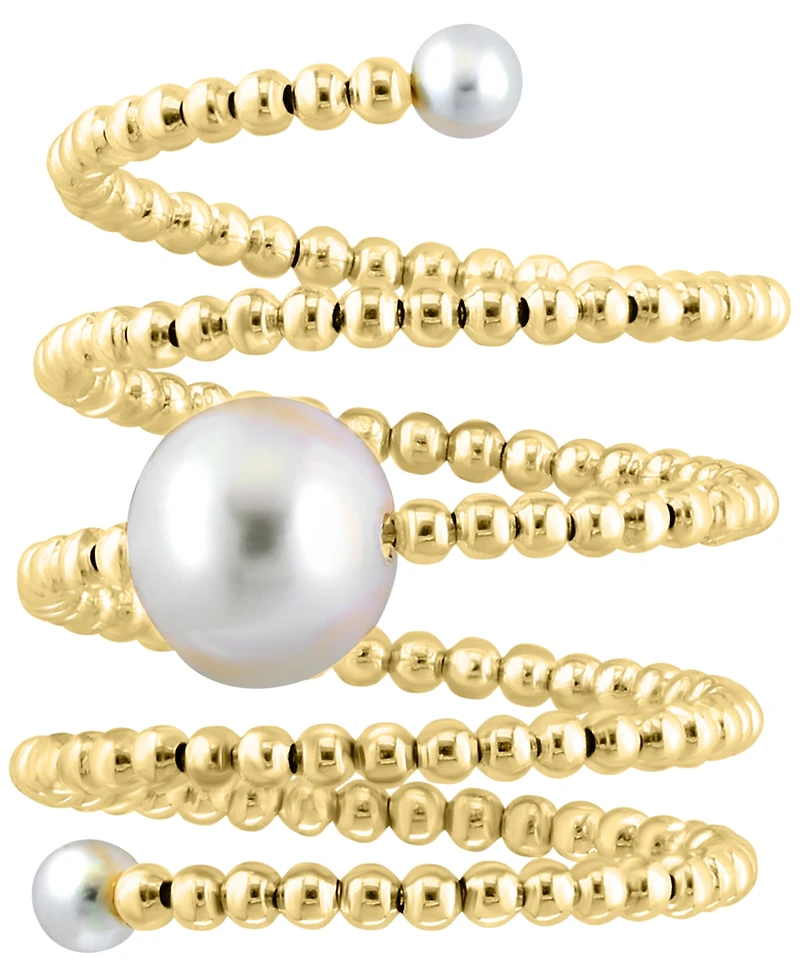 Effy Cultured Freshwater Pearl (3 - 3-1/2mm & 8 - 8-1/2mm) Beaded Coil Ring in 14k Gold