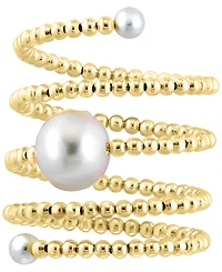 Effy Cultured Freshwater Pearl (3 - 3-1/2mm & 8 - 8-1/2mm) Beaded Coil Ring in 14k Gold