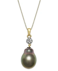 Baroque Tahitian Pearl (12 mm) and Diamond Accent Pendant Necklace in 14k Gold