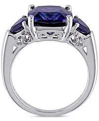 Lab-Grown Sapphire Three Stone Ring (7-1/10 ct. t.w.) Sterling Silver