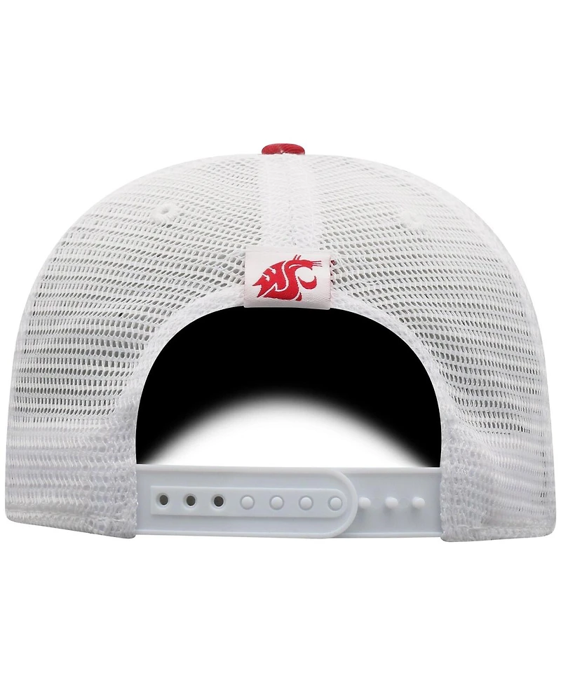 Men's Top of the World Crimson, White Washington State Cougars Trucker Snapback Hat
