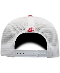 Men's Top of the World Crimson, White Washington State Cougars Trucker Snapback Hat