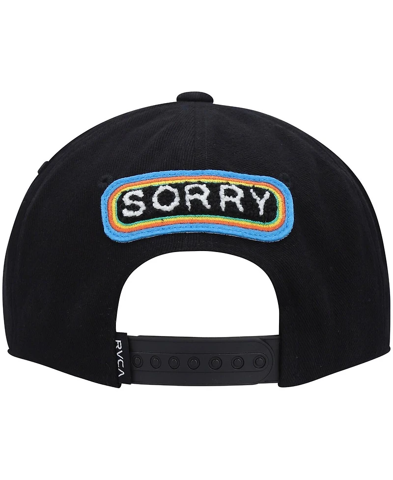 Men's Rvca Black Evan Mock Sorry Snapback Hat