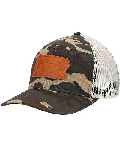 Men's Local Crowns Camo Pennsylvania Icon Woodland State Patch Trucker Snapback Hat