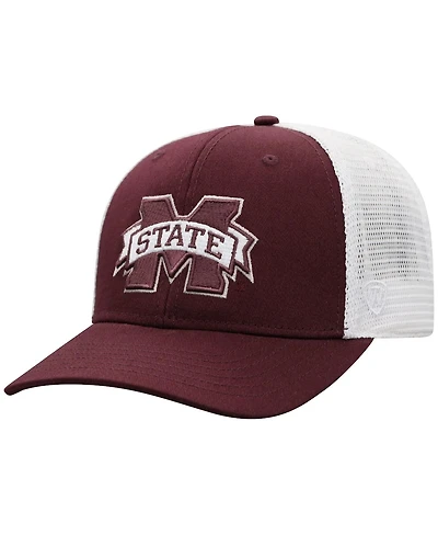 Men's Top of the World Maroon, White Mississippi State Bulldogs Trucker Snapback Hat