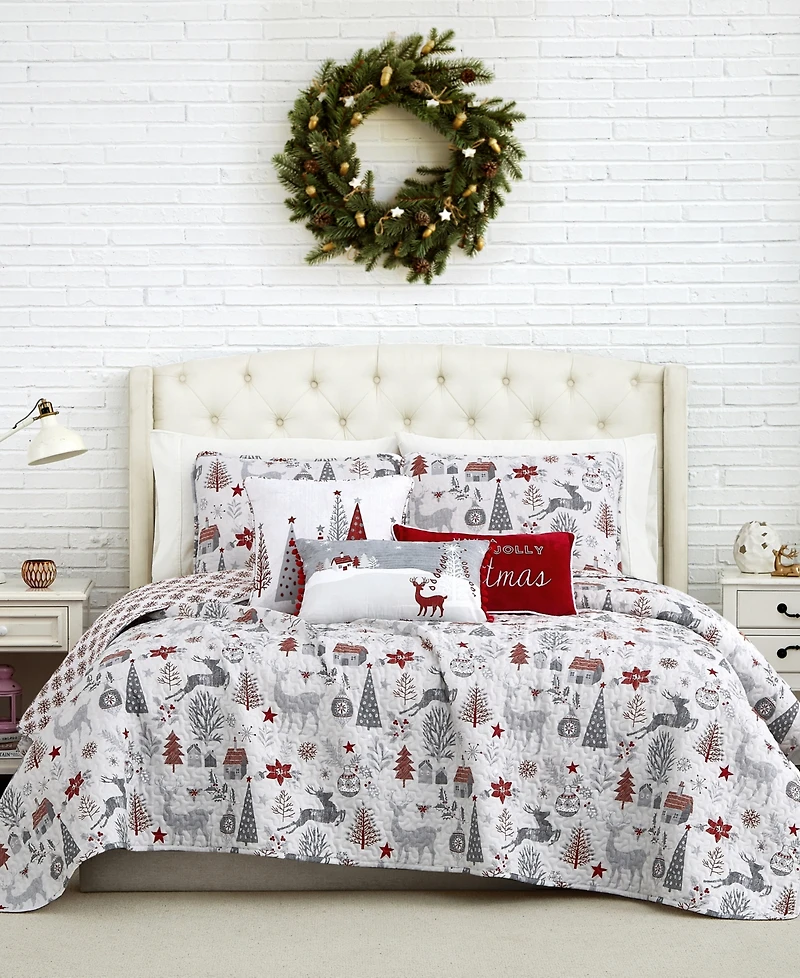 Southshore Fine Linens Holly Jolly Lane Oversized Reversible 6-Pc. Quilt Set, King/California King