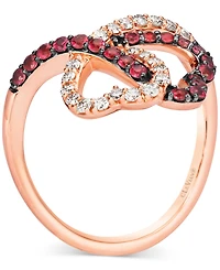 Le Vian Passion Ruby (3/8 ct. t.w.) & Nude Diamond (1/3 Interlocking Hearts Ring 14k Rose Gold