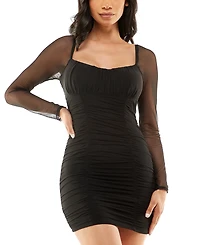 City Studios Juniors' Emma Lace-Up-Back Ruched Dress