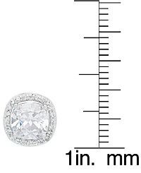 Women's Fine Silver Plated White Cubic Zirconia Cushion Halo Set, 3 Pieces