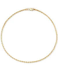 Lightweight Glitter Rope Link Ankle Bracelet in 10k Gold