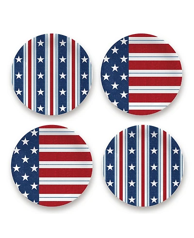 Abode Homewares Melamine Stars Stripes Salad Plates, Set of 4