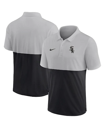 Men's Nike Silver, Black Chicago White Sox Team Baseline Striped Performance Polo Shirt
