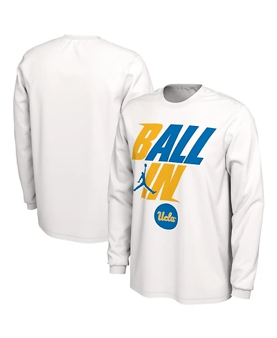 Men's Jordan White Ucla Bruins Ball In Bench Long Sleeve T-shirt
