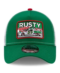 Men's New Era Green, White Rusty Wallace Legends 9Forty A-Frame Adjustable Trucker Hat