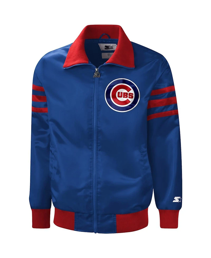 Men's Starter Royal Chicago Cubs The Captain Ii Full-Zip Varsity Jacket