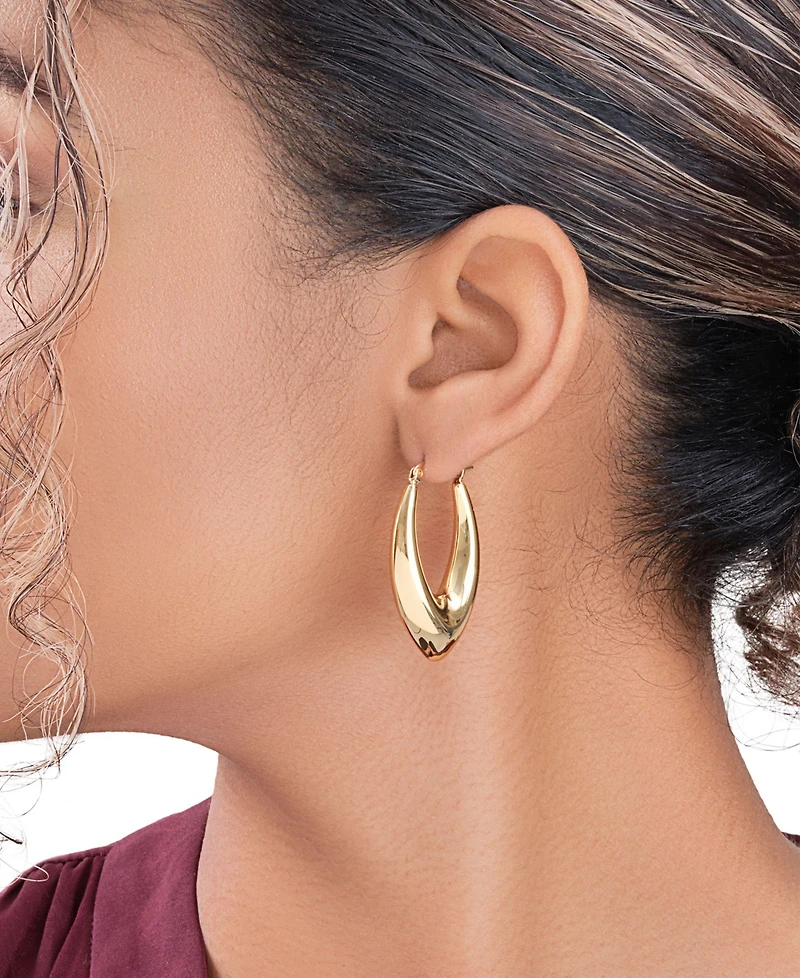 Sterling Forever V Drop Hoop Earrings