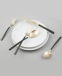 Cambridge Silversmiths Beacon Two Tone Black-Gold Satin 20-Piece Flatware Set, Service for 4