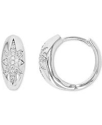 Cubic Zirconia Small Huggie Hoop Earrings in Sterling Silver, 0.57"