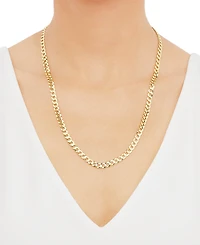 Concave Curb Link 22" Chain Necklace in 14k Gold-Plated Sterling Silver