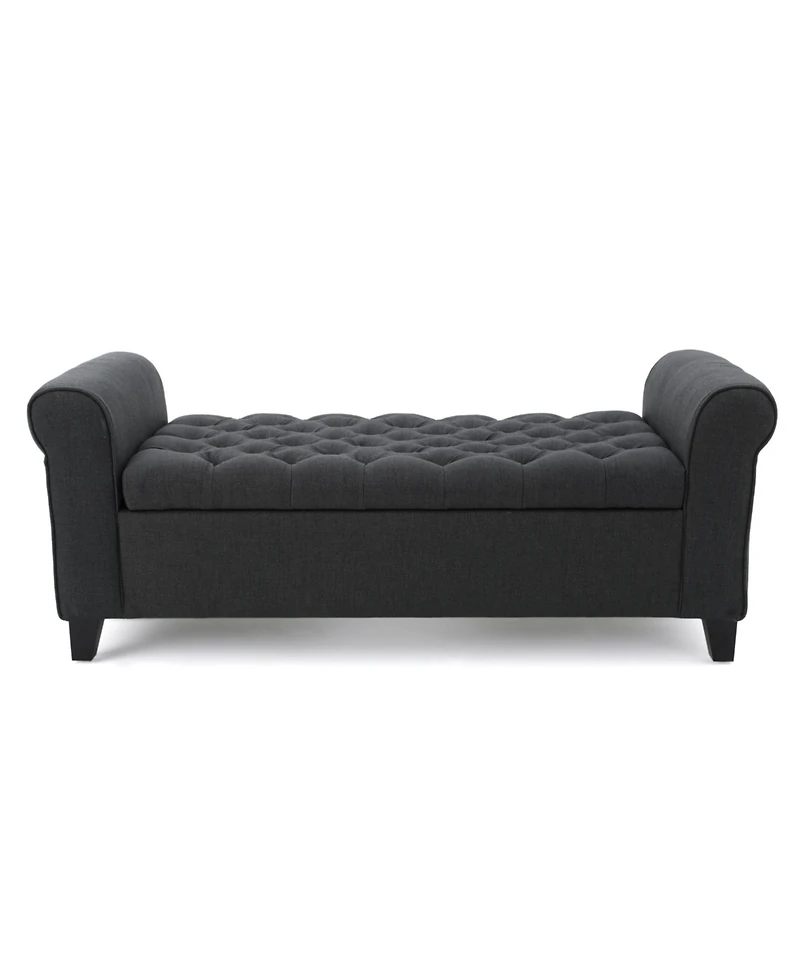 Keiko Contemporary Rolled Arm Storage Ottoman Bench