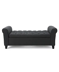 Keiko Contemporary Rolled Arm Storage Ottoman Bench