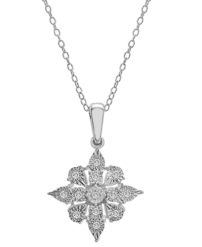 Diamond Cluster 18" Pendant Necklace (1/10 ct. t.w.) in Sterling Silver, Created for Macy's
