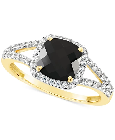 Cultured Freshwater Pearl & Lab-Grown White Sapphire (1/4 ct. t.w.) Halo Ring 10k Gold (Also Onyx)