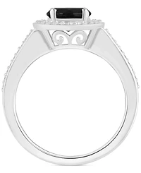 Cultured Freshwater Pearl & Diamond (1/5 ct. t.w.) Halo Ring Sterling Silver (Also Onyx, Labradorite Turquoise)