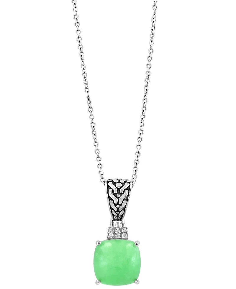 Effy Dyed Green Jade & Diamond Accent 18" Pendant Necklace in Sterling Silver
