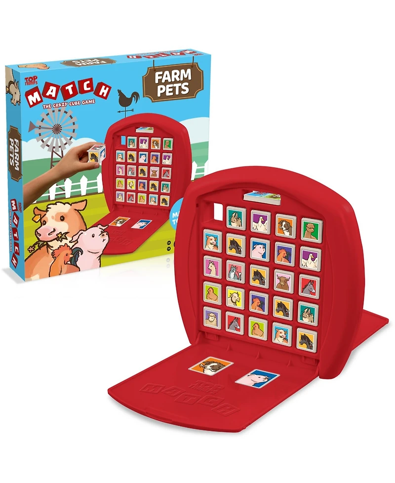Top Trumps Match the Crazy Cube Game Set, Farm Pets, 41 Pieces
