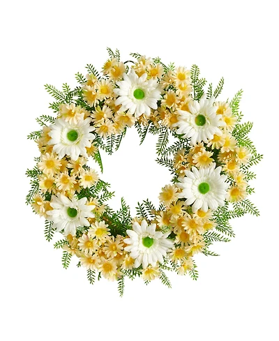 Mixed Daisy Artificial Wreath, 21"