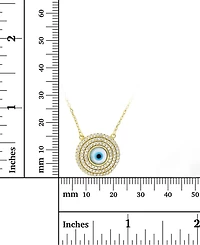 Cubic Zirconia & Enamel Evil Eye Halo Pendant Necklace in 14k Gold-Plated Sterling Silver, 16" + 1" extender
