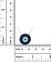 Cubic Zirconia & Enamel Evil Eye Pendant Necklace 14k Gold-Plated Sterling Silver, 16" + 1" extender