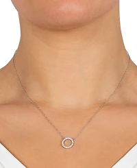 Giani Bernini Cubic Zirconia Circle Pendant Necklace, 16" + 2" extender, Created for Macy's