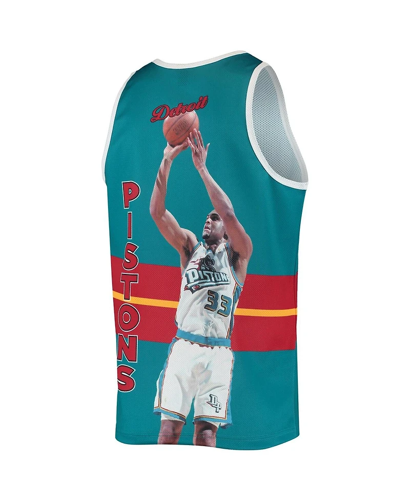 Men's Mitchell & Ness Grant Hill Teal Detroit Pistons Hardwood Classics Player Tank Top